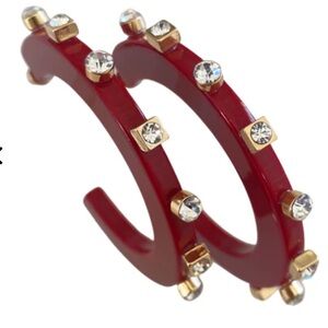Smith & Co. Large City Girl Hoops in Crimson/Crystal